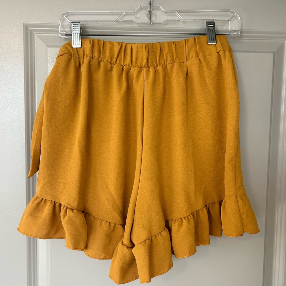 Yellow Ruffle Wrap Skort - Picture 2 of 4